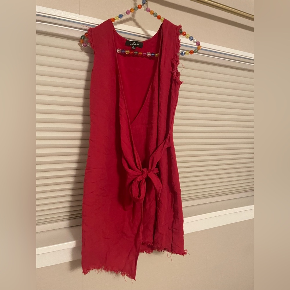 Lulus red distressed dress size small wrap dress